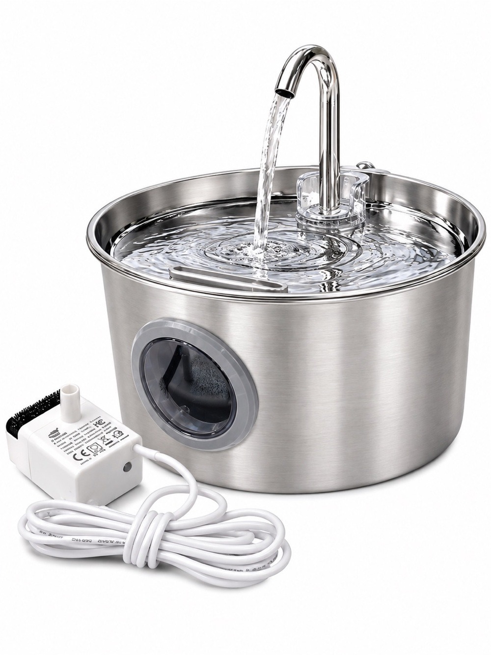 Stainless Steel Cat Water Fountain Bowl with Pump & Faucet - Picture 2 of 5